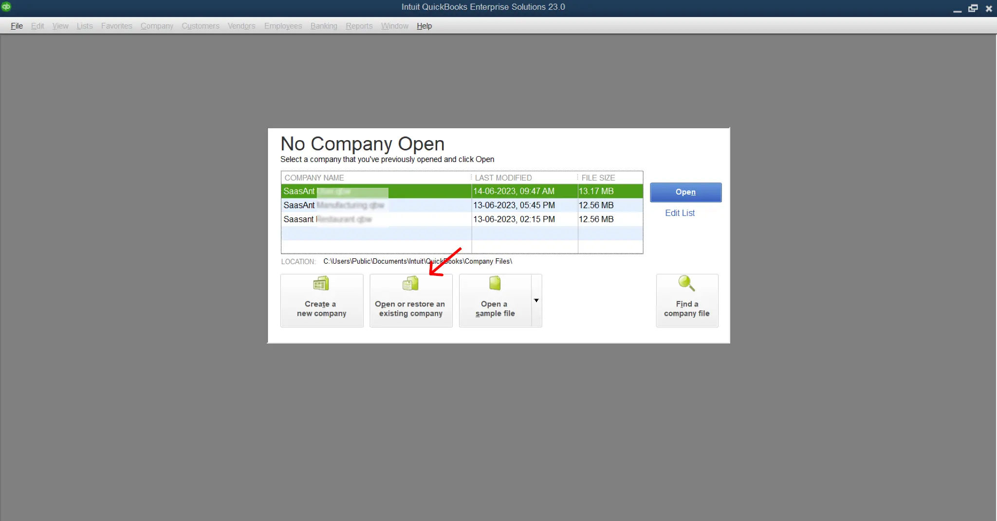 Access the Company File within QuickBooks